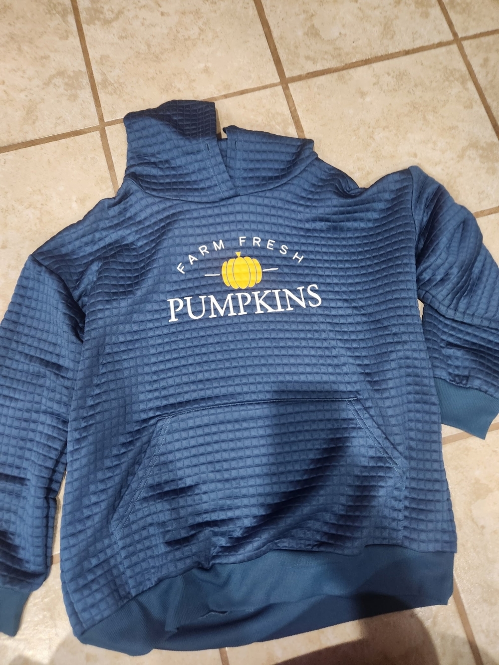 Farm Fresh Pumpkins Navy Waffle-Knit Hoodie